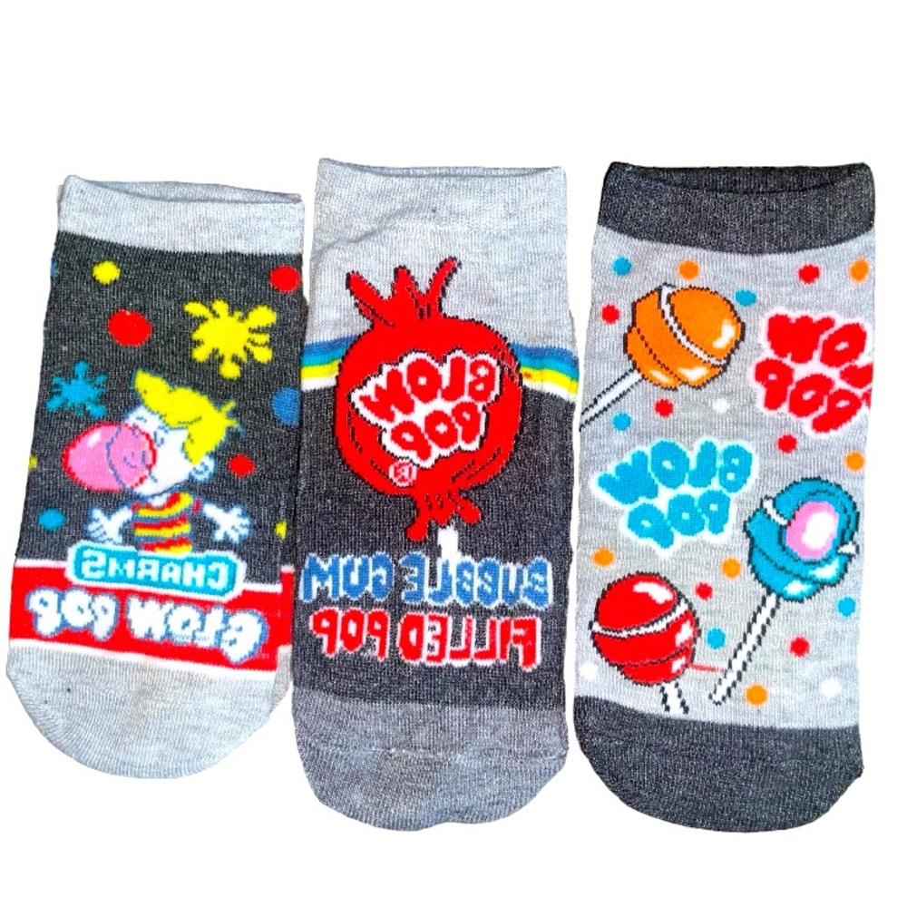 Charms Blow Pop Candy women’s 3 pairs size 11-14 ankle socks funny crazy treat